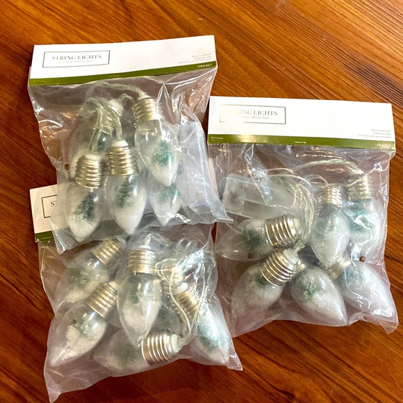 String lights, six warm white lights with snow and a tree inside them - Picture 1 of 4